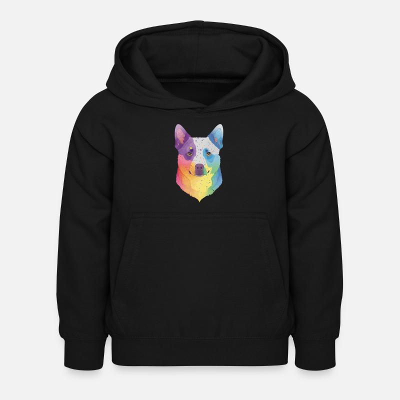 Lächelnder Australischer Rinderhund Blumen - Kinder Hoodie - Schwarz