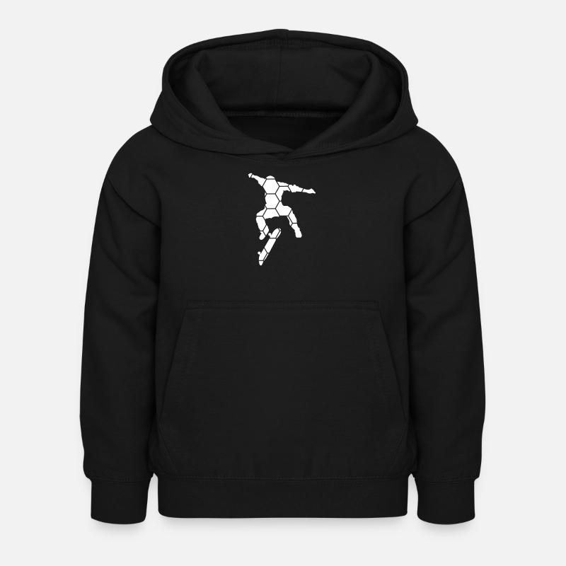 Skateboard silhouette with honeycomb pattern - Kids Hoodie - black
