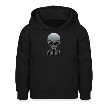 Grauer Außerirdischer - Kinder Hoodie - Schwarz - Vorne - AI Model Kid Female (0cm)