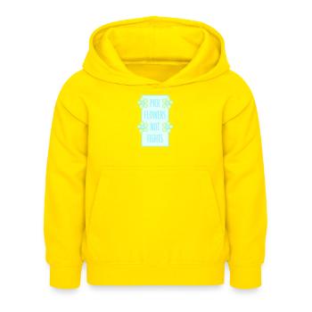 Pick Flowers Not Fights Blumen Frieden Lustig Logo - Kinder Hoodie - Gelb - Vorne - AI Model Kid Female (0cm)