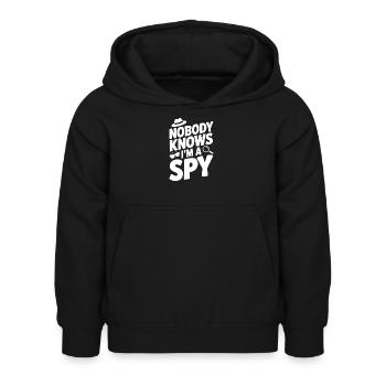 Personne ne sait que je suis un espion - Sweat à capuche Enfant - noir - Devant - AI Model Kid Female (0cm)