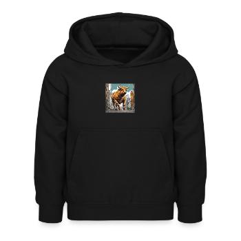 Taureau Wallstreet doré BTC - Sweat à capuche Enfant - noir - Devant - AI Model Kid Female (0cm)