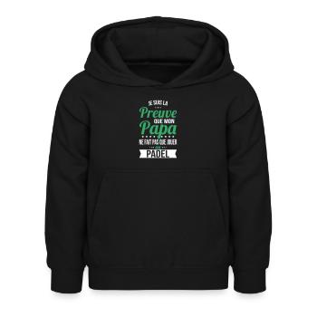 Mon papa ne fait pas que jouer au padel - Sweat à capuche Enfant - noir - Devant - AI Model Kid Female (0cm)