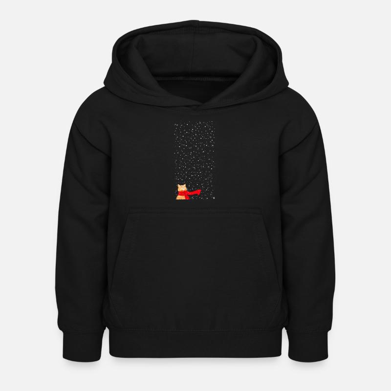 Schneekatze getigert (lang) - Kinder Hoodie - Schwarz
