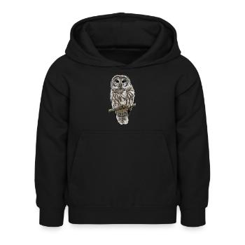 Eulen eule Vogel tiermotiv Aufdruck - Kinder Hoodie - Schwarz - Vorne - AI Model Kid Female (0cm)