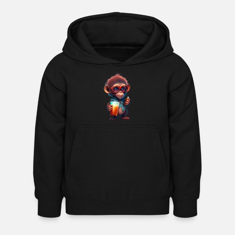 Monkeywithune boisson - Sweat à capuche Enfant - noir