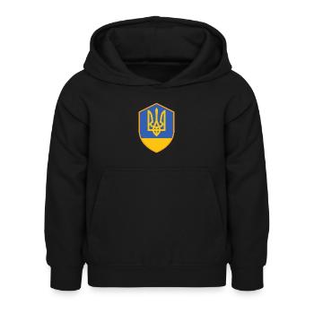 Ukraine Wappen - Kinder Hoodie - Schwarz - Vorne - AI Model Kid Female (0cm)