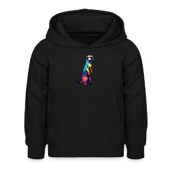 Erdmännchen in großen Pixeln Cool, Savannah Bunt - Kinder Hoodie - Schwarz - Vorne - AI Model Kid Female (0cm)