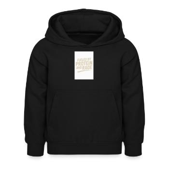 Fueled by Protein and Rage  - Kinder Hoodie - Schwarz - Vorne - AI Model Kid Female (0cm)