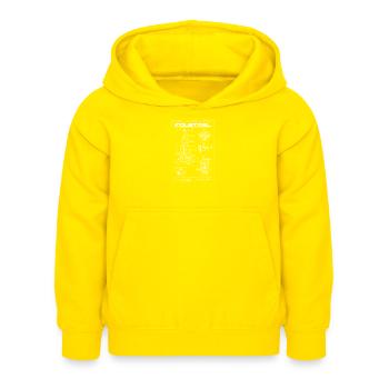 Industrieller Bauplan: Ölplattformmechanik - Kinder Hoodie - Gelb - Vorne - AI Model Kid Female (0cm)