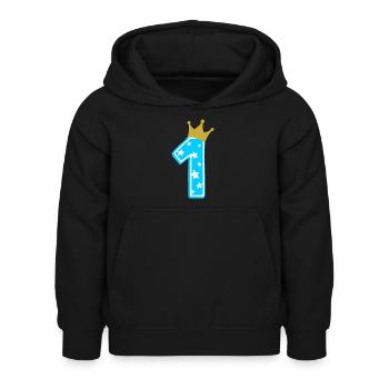1 couronne 1er anniversaire 1 an - Sweat à capuche Enfant - noir - Devant - AI Model Kid Female (0cm)