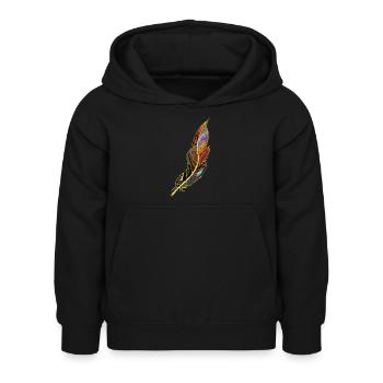 Feder - Kinder Hoodie - Schwarz - Vorne - AI Model Kid Female (0cm)
