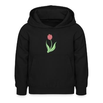 Tulipe douce - Sweat à capuche Enfant - noir - Devant - AI Model Kid Female (0cm)