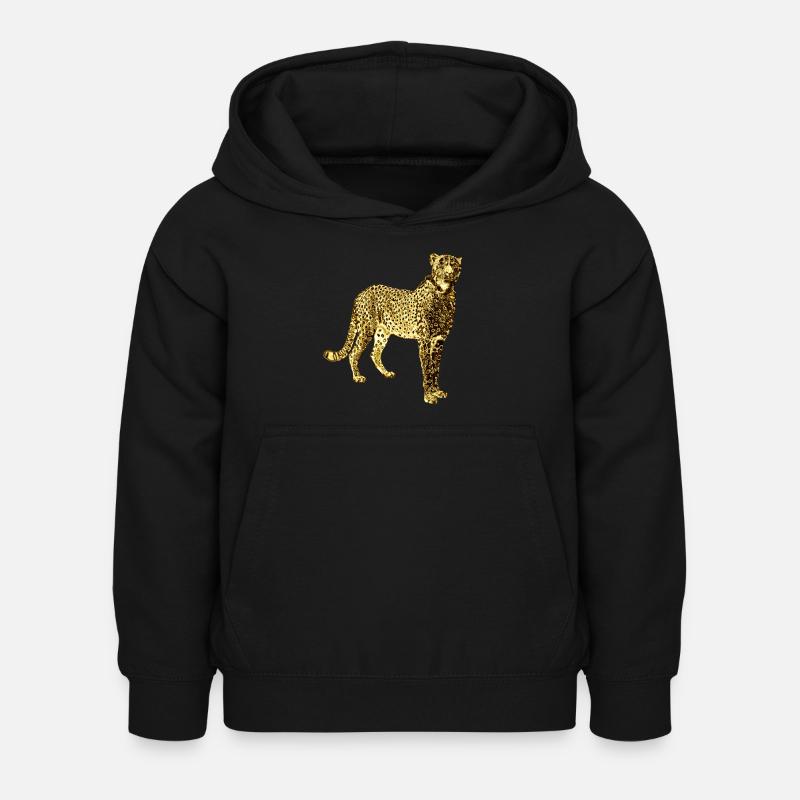 Leopard Goldene Graffiti Kunst - Kinder Hoodie - Schwarz