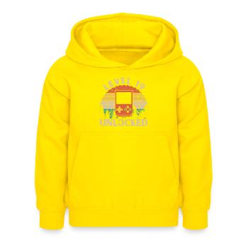 Level 19 freigeschaltet - Kinder Hoodie - Gelb - Vorne - AI Model Kid Female (0cm)