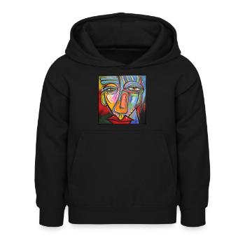 tête colorée street art - Sweat à capuche Enfant - noir - Devant - AI Model Kid Female (0cm)