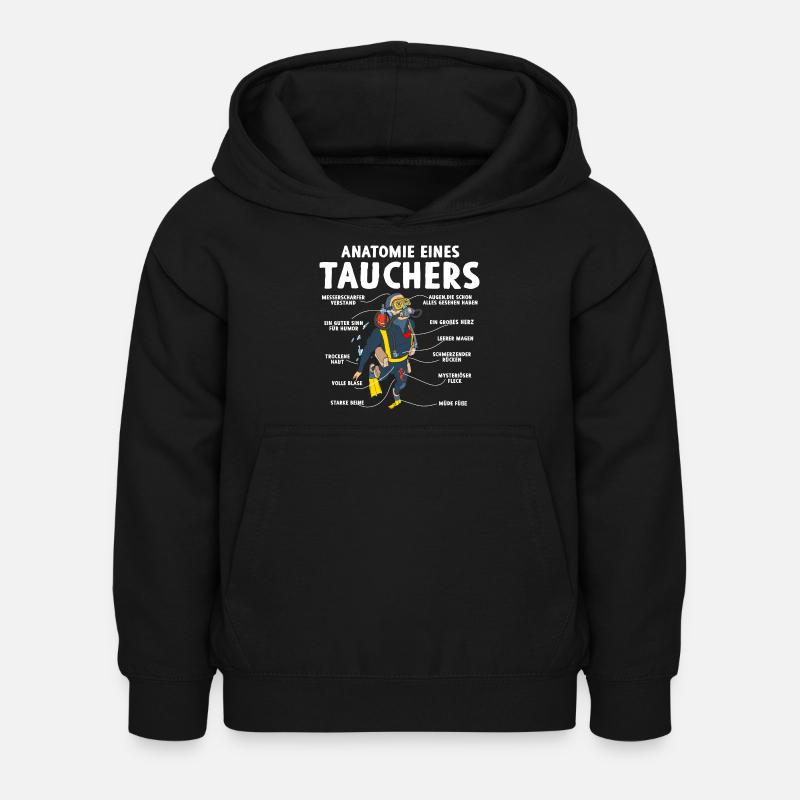 Anatomie eines Tauchers - Kinder Hoodie - Schwarz