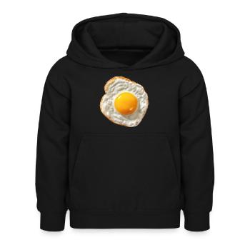 œuf au plat - Sweat à capuche Enfant - noir - Devant - AI Model Kid Female (0cm)