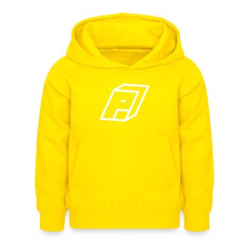 Gliederungsbuchstabe P - Kinder Hoodie - Gelb - Vorne - AI Model Kid Female (0cm)