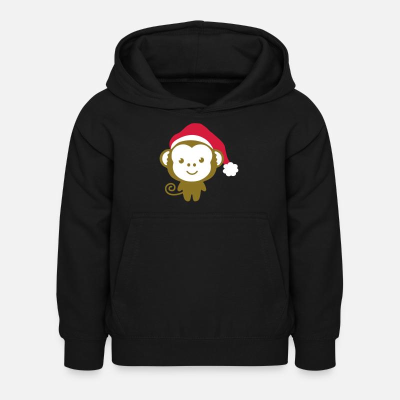 monkey_christmas - Sweat à capuche Enfant - noir