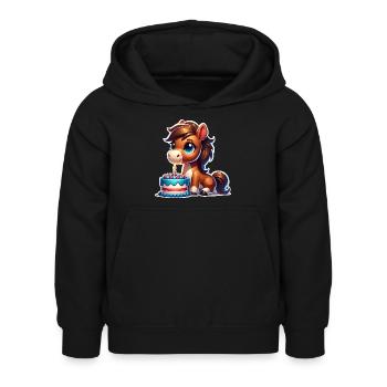 Cheval Poulain Poney Anniversaire - Sweat à capuche Enfant - noir - Devant - AI Model Kid Female (0cm)