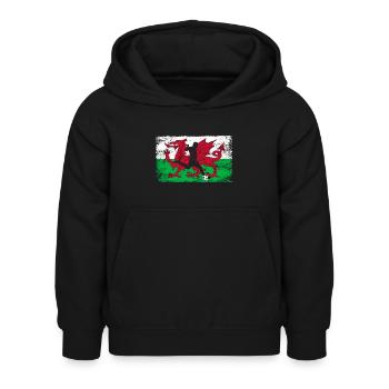 Pays de Galles fan de football de l’équipe galloise - Sweat à capuche Enfant - noir - Devant - AI Model Kid Female (0cm)