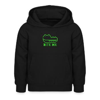 Mords-moi / fais attention, je mords. - Sweat à capuche Enfant - noir - Devant - AI Model Kid Female (0cm)