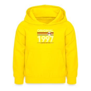 1997 - Kinder Hoodie - Gelb - Vorne - AI Model Kid Female (0cm)