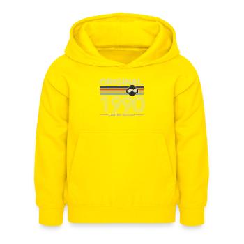 1990 - Kinder Hoodie - Gelb - Vorne - AI Model Kid Female (0cm)
