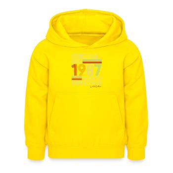 1987 - Kinder Hoodie - Gelb - Vorne - AI Model Kid Female (0cm)