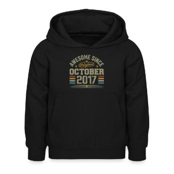 Né en Octobre 2017 | Anniversaire Octobre 2017 - Sweat à capuche Enfant - noir - Devant - AI Model Kid Female (0cm)