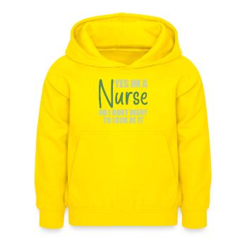 Cadeau Super Pouvoir Infirmière Infirmiere - Sweat à capuche Enfant - jaune - Devant - AI Model Kid Female (0cm)