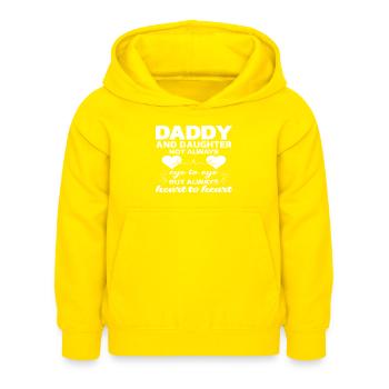father and daughter - Kids Hoodie - yellow - Front - AI Model Kid Female (0cm)