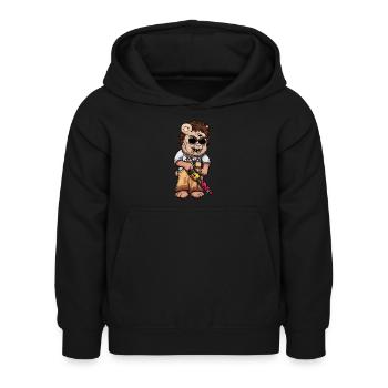Gruseliger Teddybär mit Kettensäge - Kinder Hoodie - Schwarz - Vorne - AI Model Kid Female (0cm)
