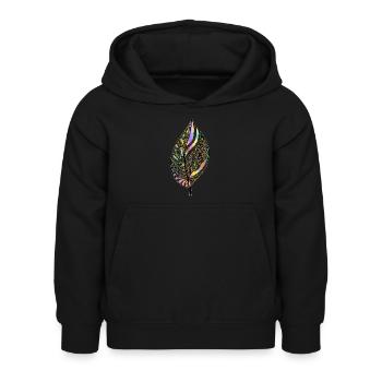 Feuille - Sweat à capuche Enfant - noir - Devant - AI Model Kid Female (0cm)