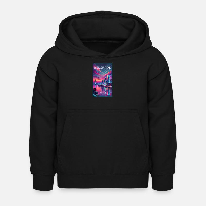 Conception de la ville de Belgrade en Serbie - Sweat à capuche Enfant - noir