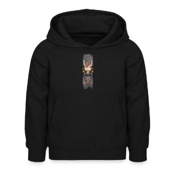 Inferno-Überreste: Drachenschädel in Flammen - Kinder Hoodie - Schwarz - Vorne - AI Model Kid Female (0cm)