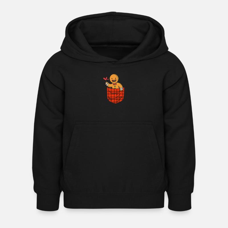 Gingerbread Man Gingerbread Heart Gingerbread Snacking - Kids Hoodie - black