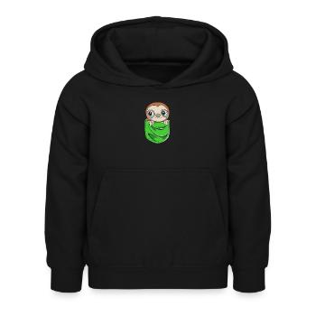 Sloth, laziness, lazy, morning grouch - Kids Hoodie - black - Front - AI Model Kid Female (0cm)