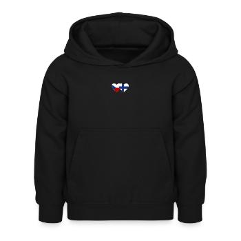 Czech Republic Finland Flag Heart - Kids Hoodie - black - Front - AI Model Kid Female (0cm)