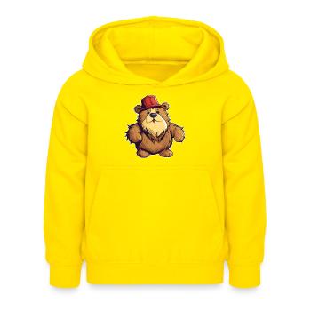 Cute Ruffled Teddy Bear Grandpa - Kids Hoodie - yellow - Front - AI Model Kid Female (0cm)
