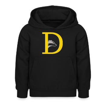 lettre D - Sweat à capuche Enfant - noir - Devant - AI Model Kid Female (0cm)