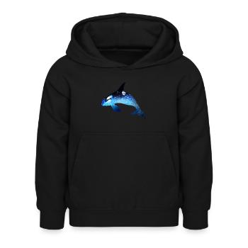 wal,blue,fish,painting,art,blue,sea - Kids Hoodie - black - Front - AI Model Kid Female (0cm)