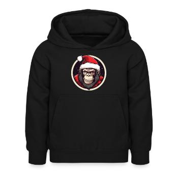 Noël orang-outan - Sweat à capuche Enfant - noir - Devant - AI Model Kid Female (0cm)