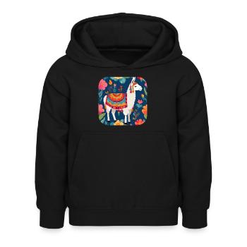 Cooles Lama - Kinder Hoodie - Schwarz - Vorne - AI Model Kid Female (0cm)