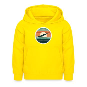 Schwimmen - Kinder Hoodie - Gelb - Vorne - AI Model Kid Female (0cm)