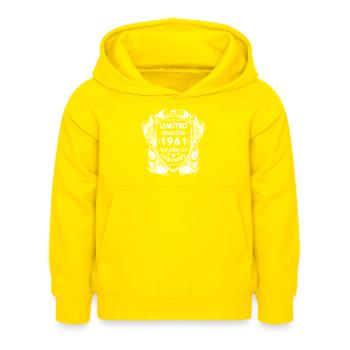 1961 - Kids Hoodie - yellow - Front - AI Model Kid Female (0cm)