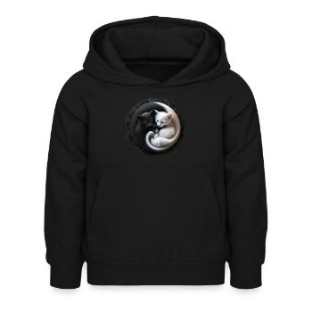 Yin Yang Kitten Kätzchen in 3D optik, super süß... - Kinder Hoodie - Schwarz - Vorne - AI Model Kid Female (0cm)