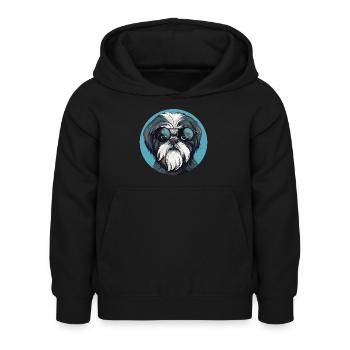 Shih Tzu mit Sonnenbrille, Löwenhund, Pekinese - Kinder Hoodie - Schwarz - Vorne - AI Model Kid Female (0cm)