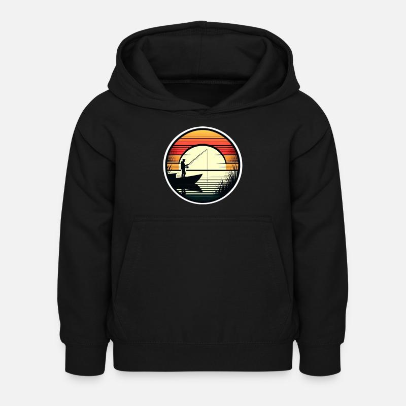 Pêcheur Pêcheur Pêche Rétro - Sweat à capuche Enfant - noir
